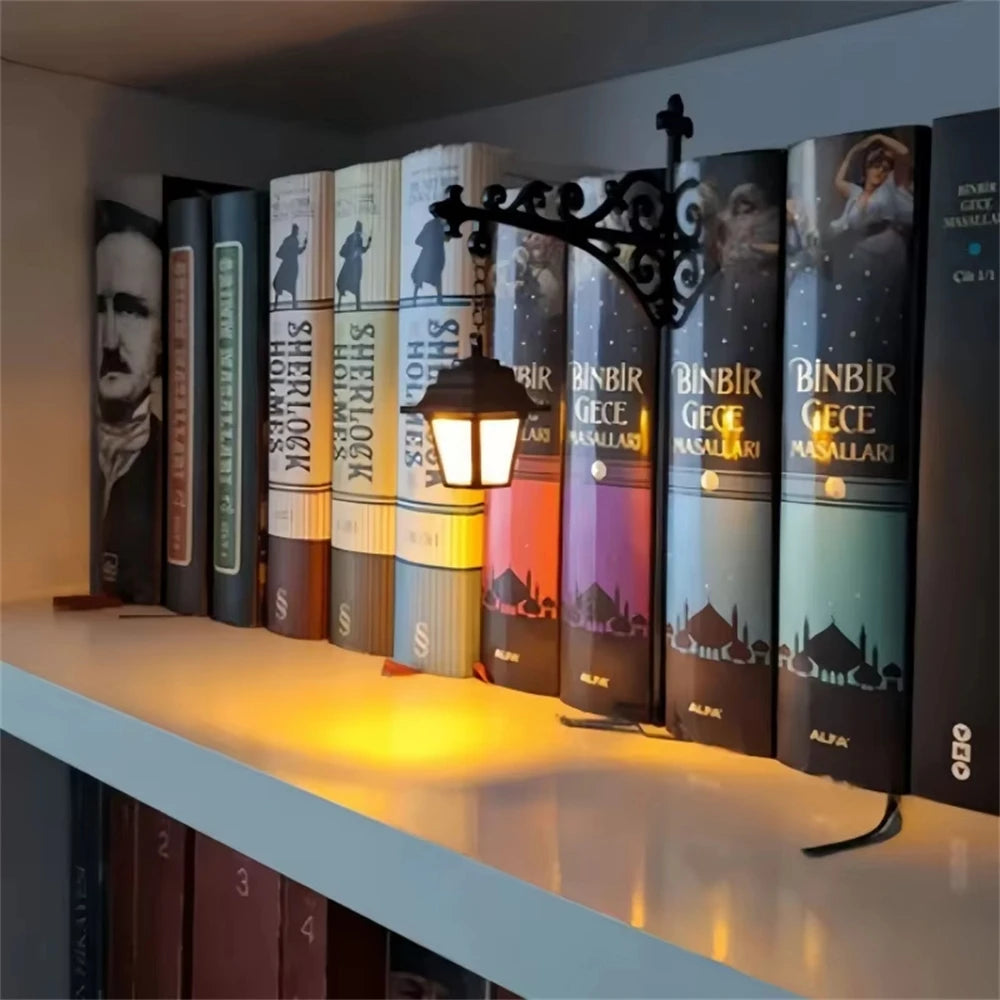 Library Lantern-Decorative Bookshelf Lighting, Reading Book Shelf Lights for Bookworms, Antique Led Books Nook Lamp Ornament