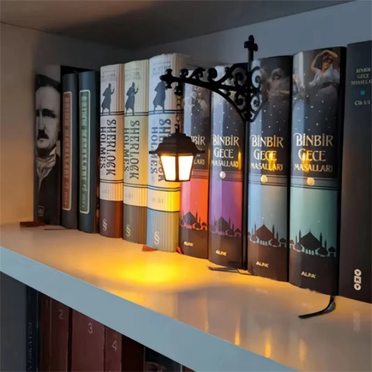 Library Lantern-Decorative Bookshelf Lighting, Reading Book Shelf Lights for Bookworms, Antique Led Books Nook Lamp Ornament