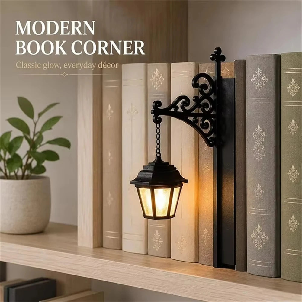 Library Lantern-Decorative Bookshelf Lighting, Reading Book Shelf Lights for Bookworms, Antique Led Books Nook Lamp Ornament